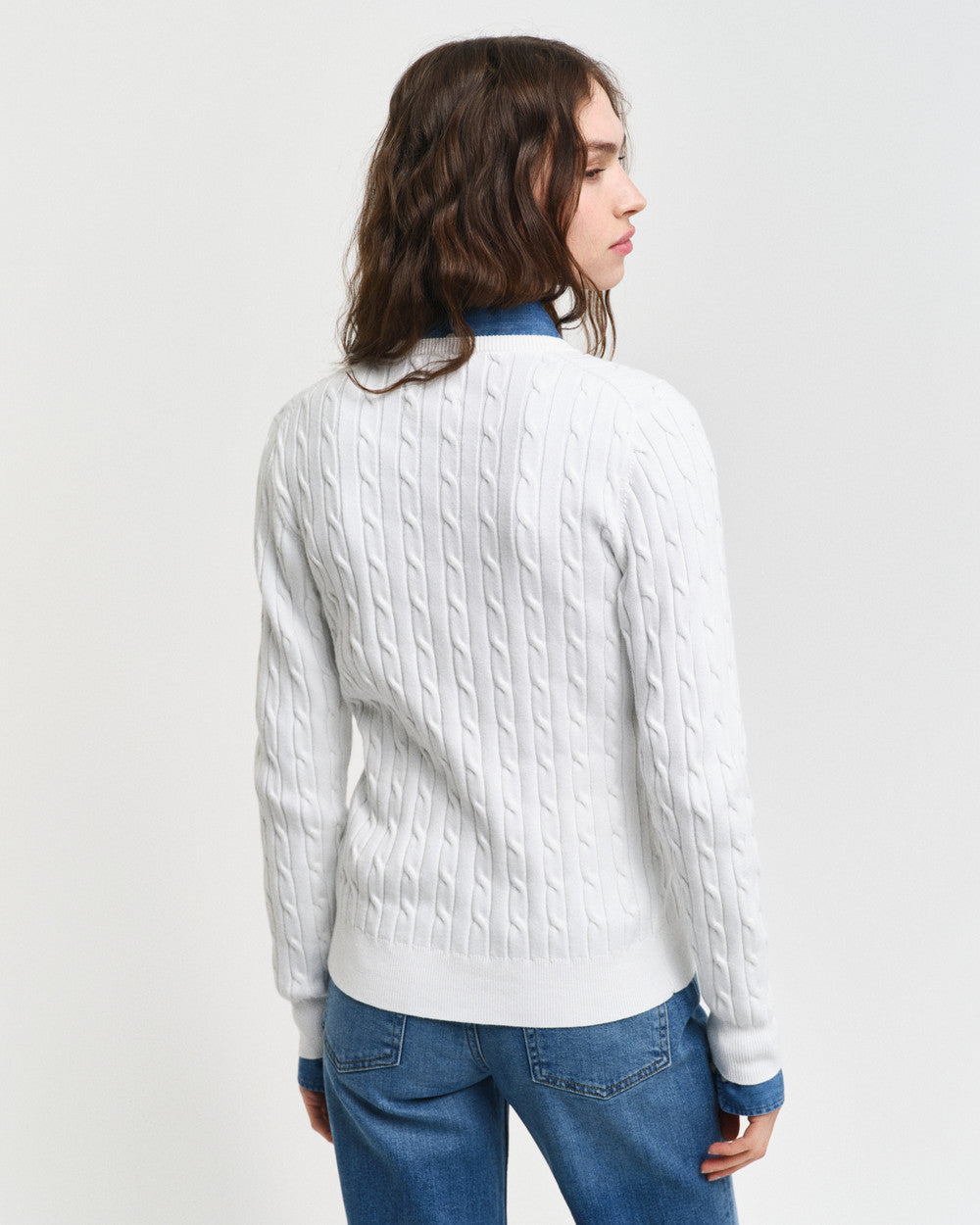 STRETCH COTTON CABLE CARDIGAN