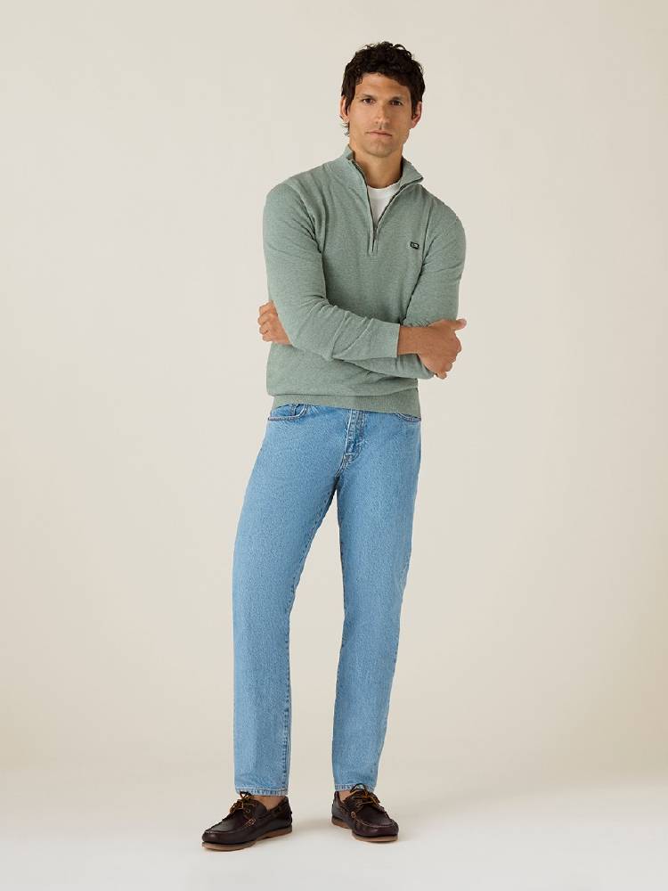 Cotton Half-Zip Knitted Sweater