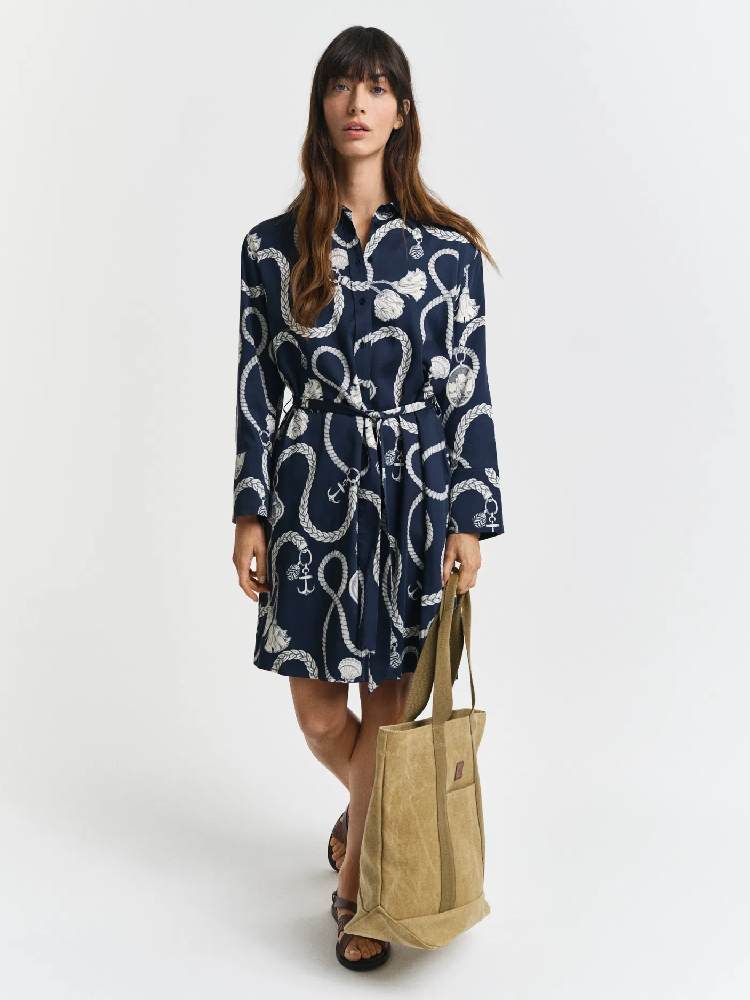 REL SAILING PRINT SHIRT DRESS