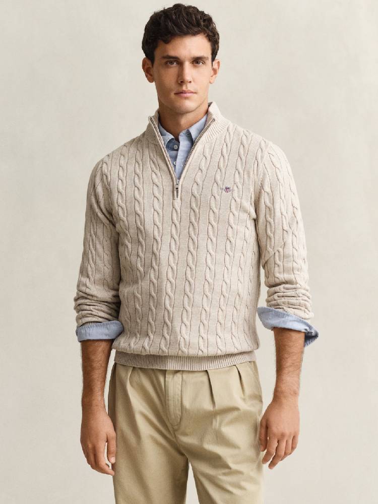 Cotton Cable Half Zip