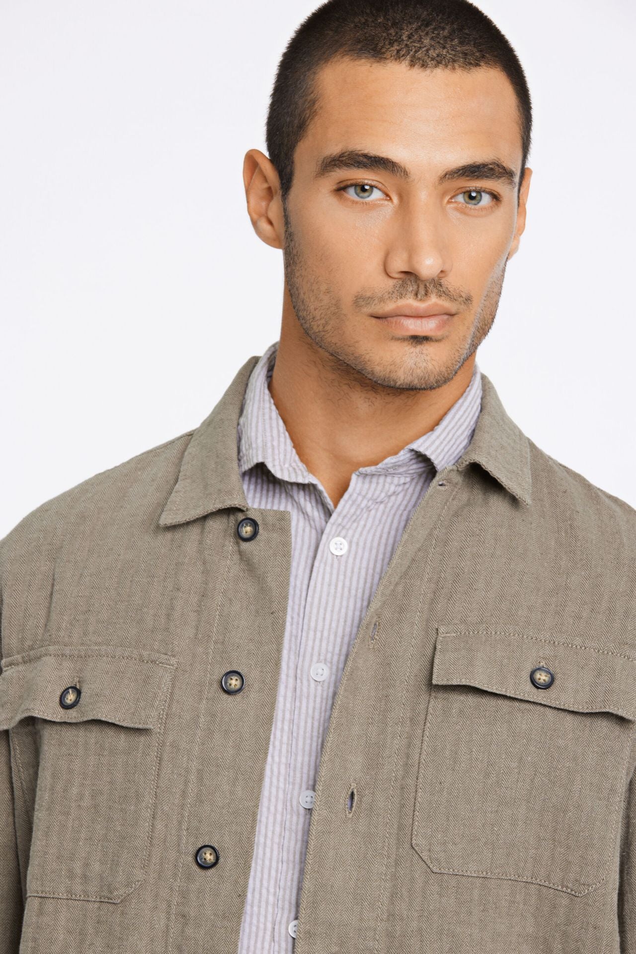 Linen blend overshirt L/S
