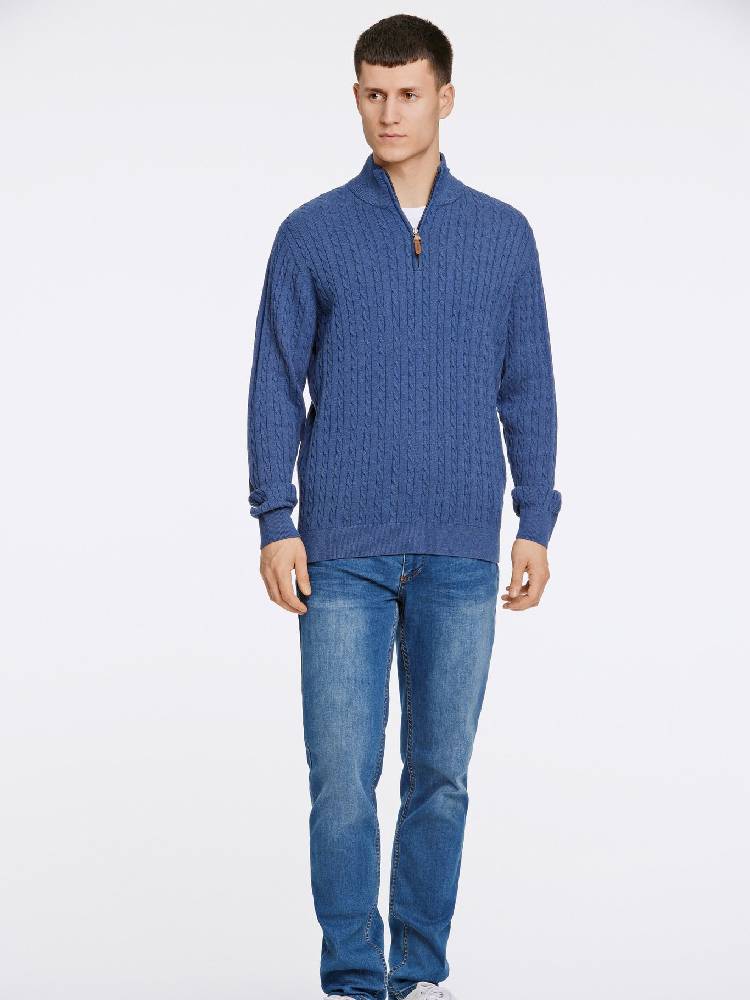 1/2 zip cable knit