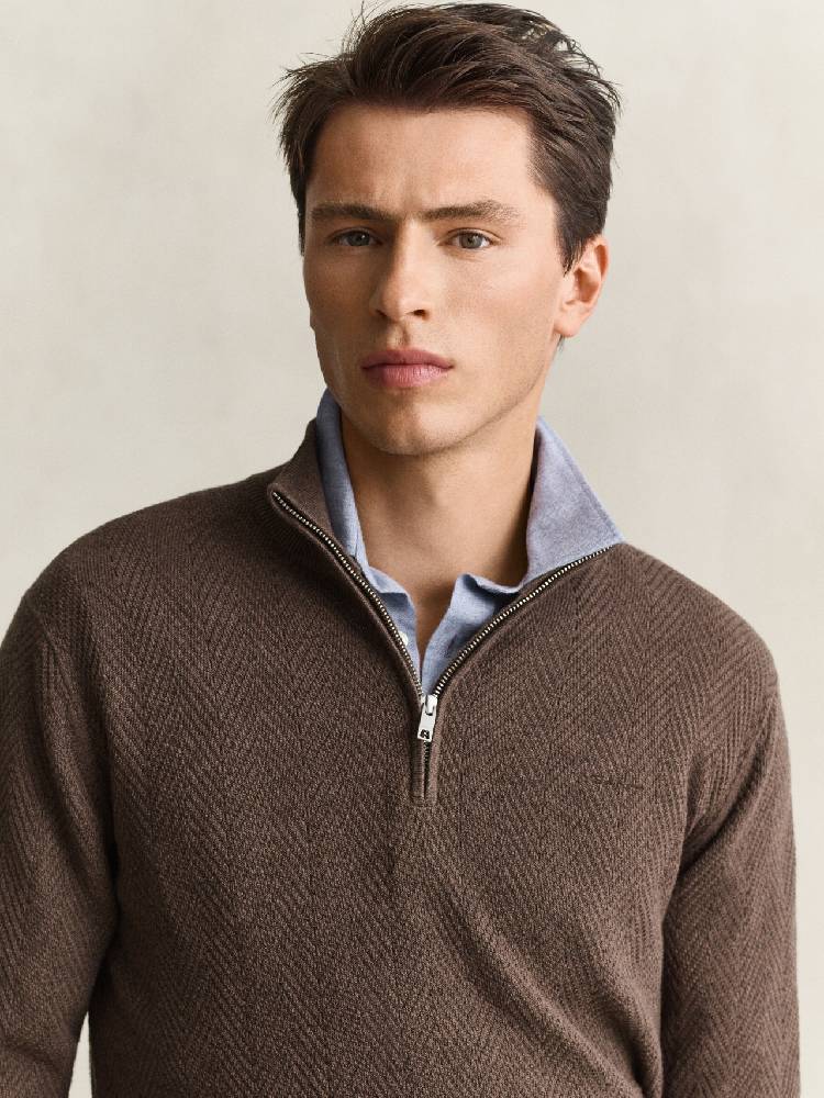 Herringbone Texture Half Zip