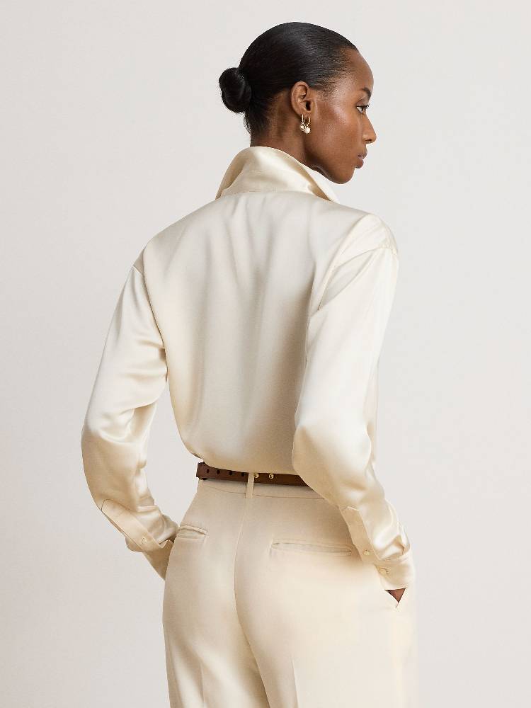 RELAXED FIT SATIN CHARMEUSE SHIRT