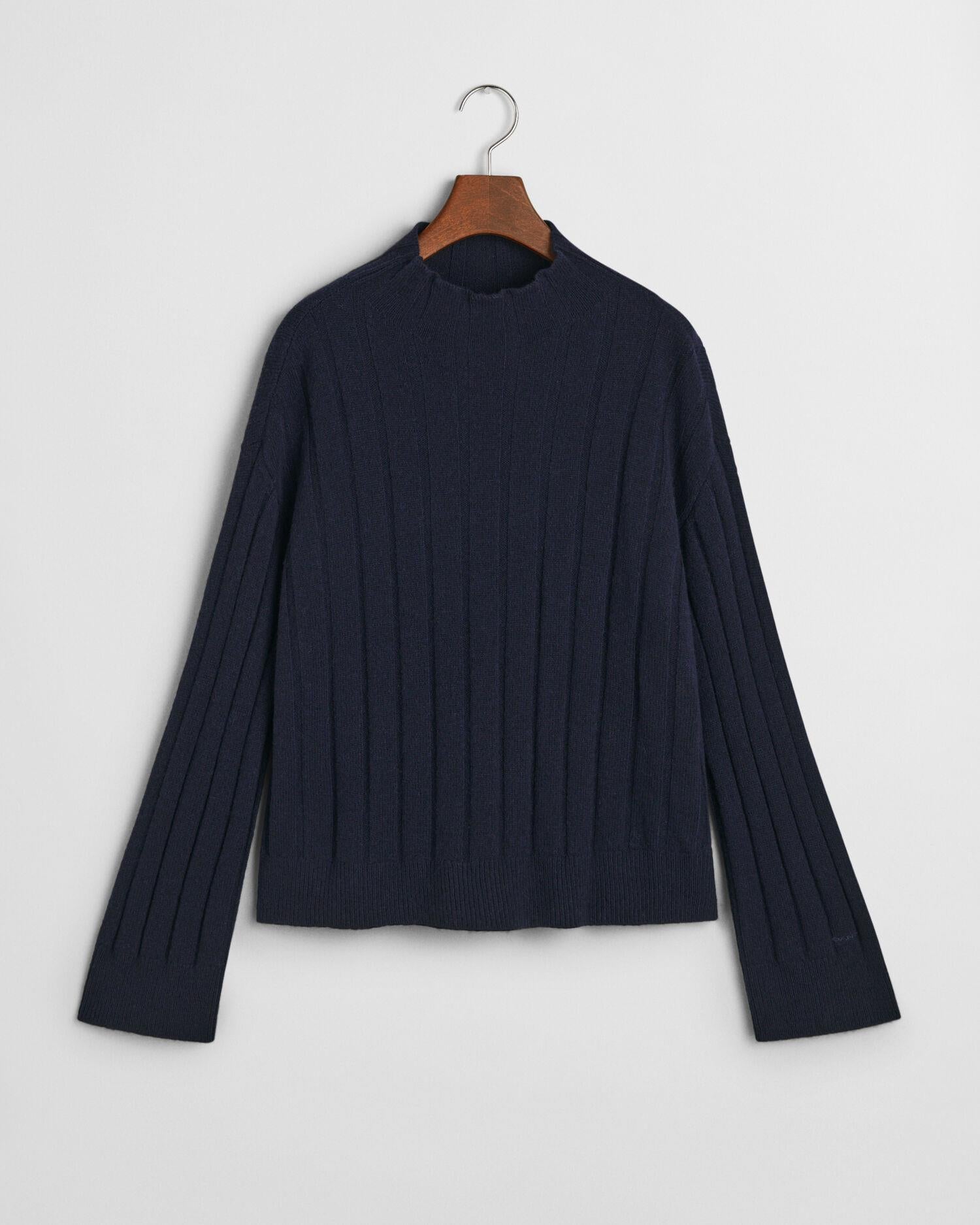 WIDE RIBBED WOOL STAND COLLAR