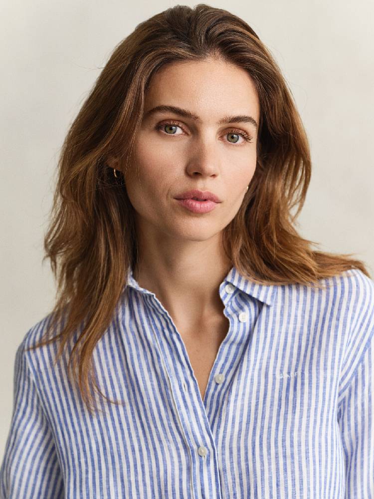 Reg Striped Linen Ls Shirt