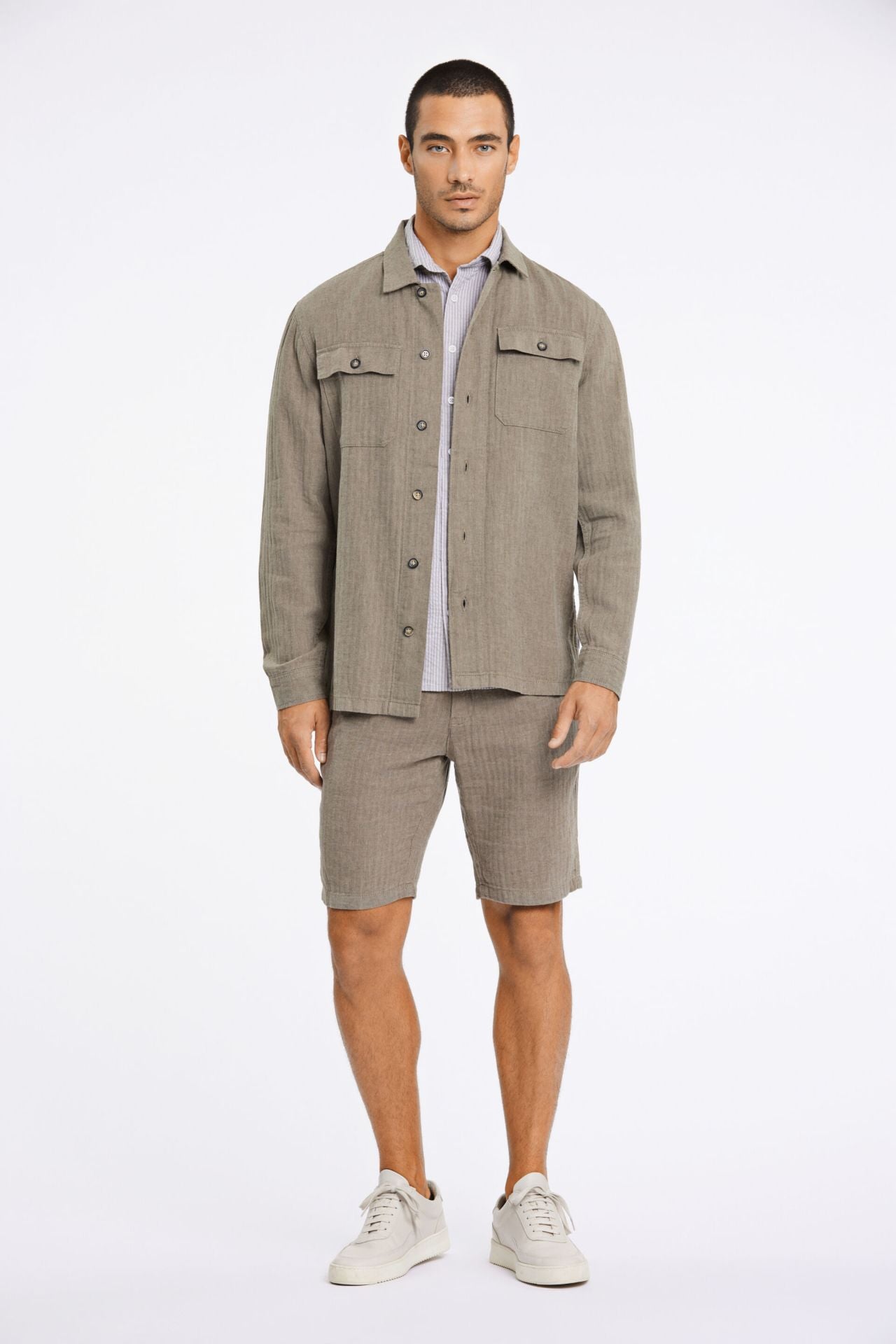 Linen blend overshirt L/S