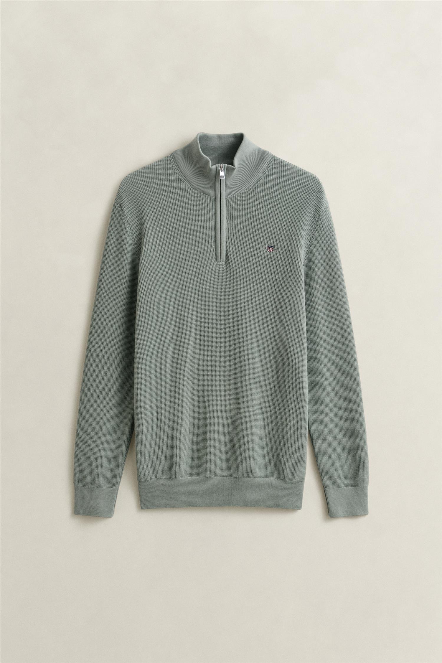 Micro Textured Cotton Half Zip