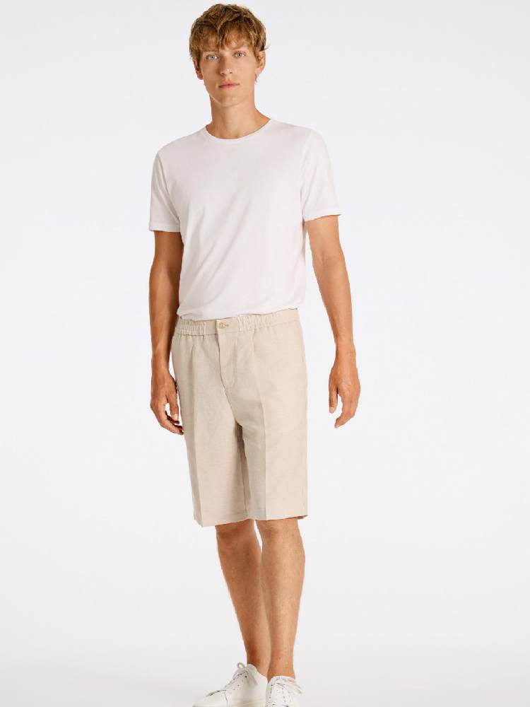 Linen blend elasticated shorts