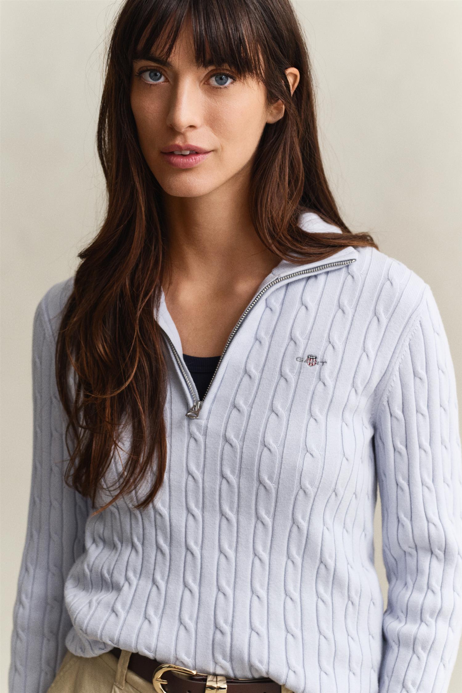 Stretch Cotton Cable Half-Zip
