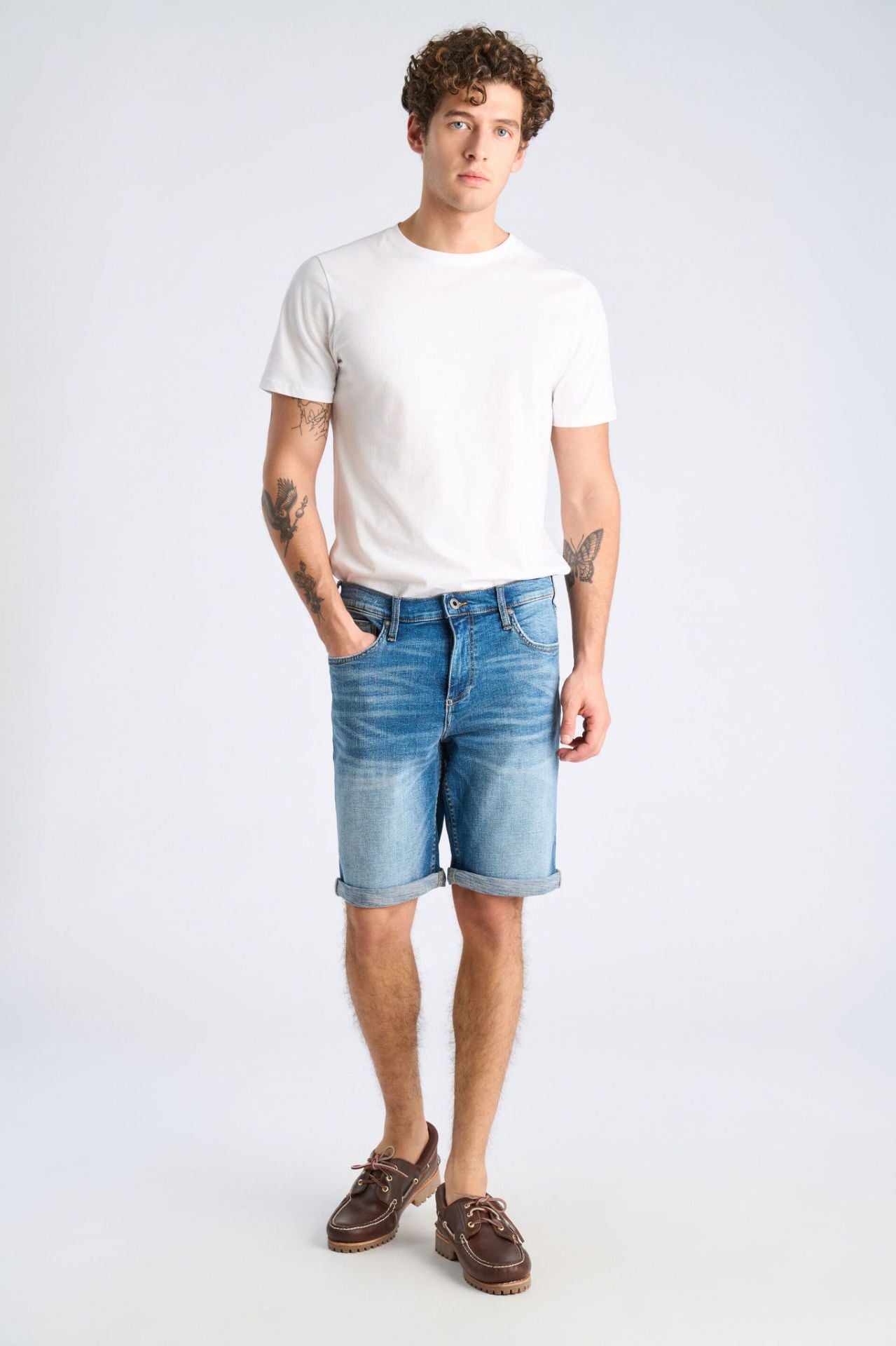 Stretch denim shorts