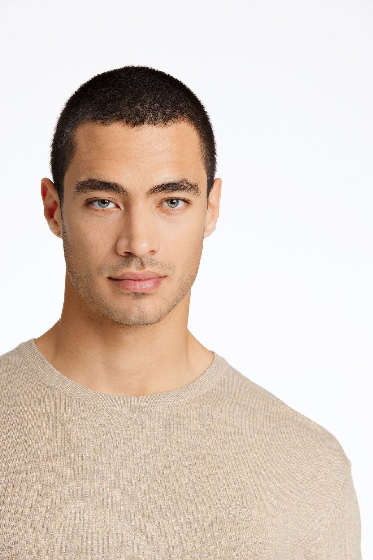 Melange round neck knit