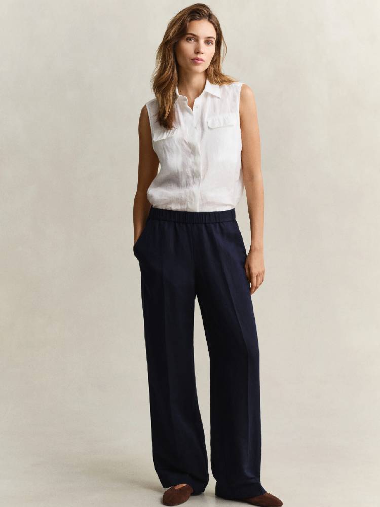 Linen Blend Pull On Pants