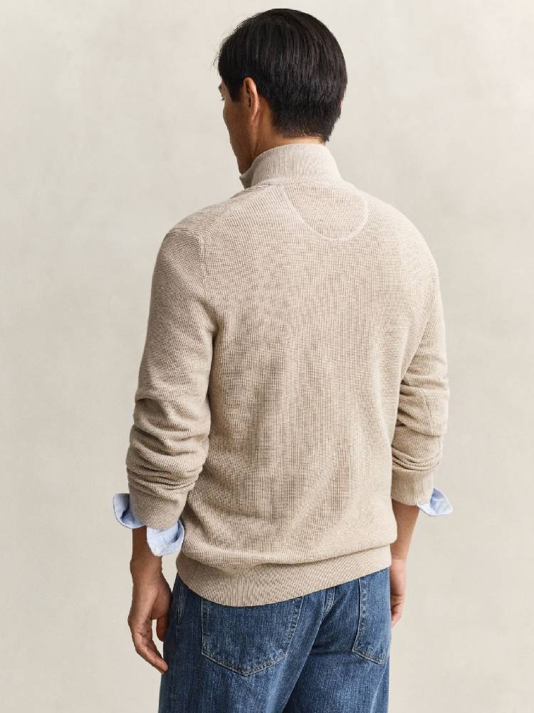 Micro Textured Cotton Half Zip