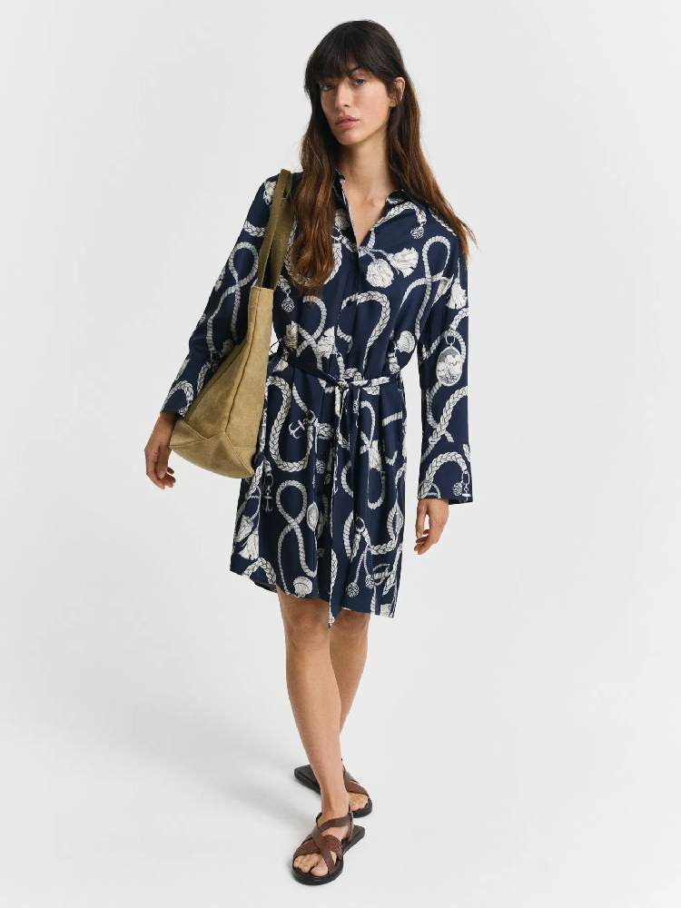 REL SAILING PRINT SHIRT DRESS