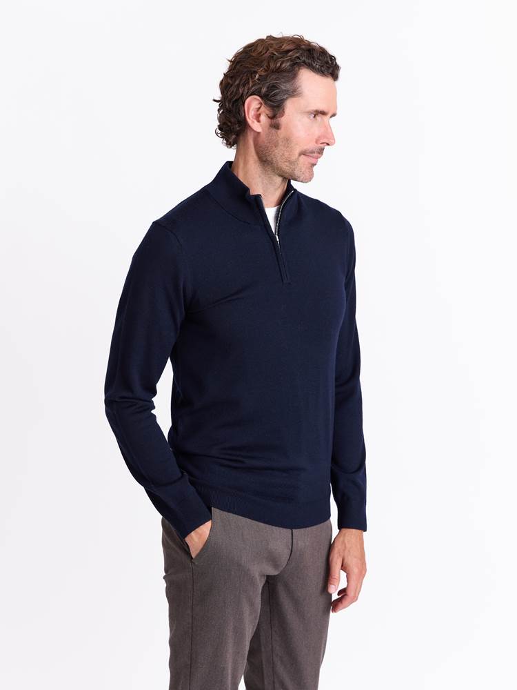 Berto merino zip genser