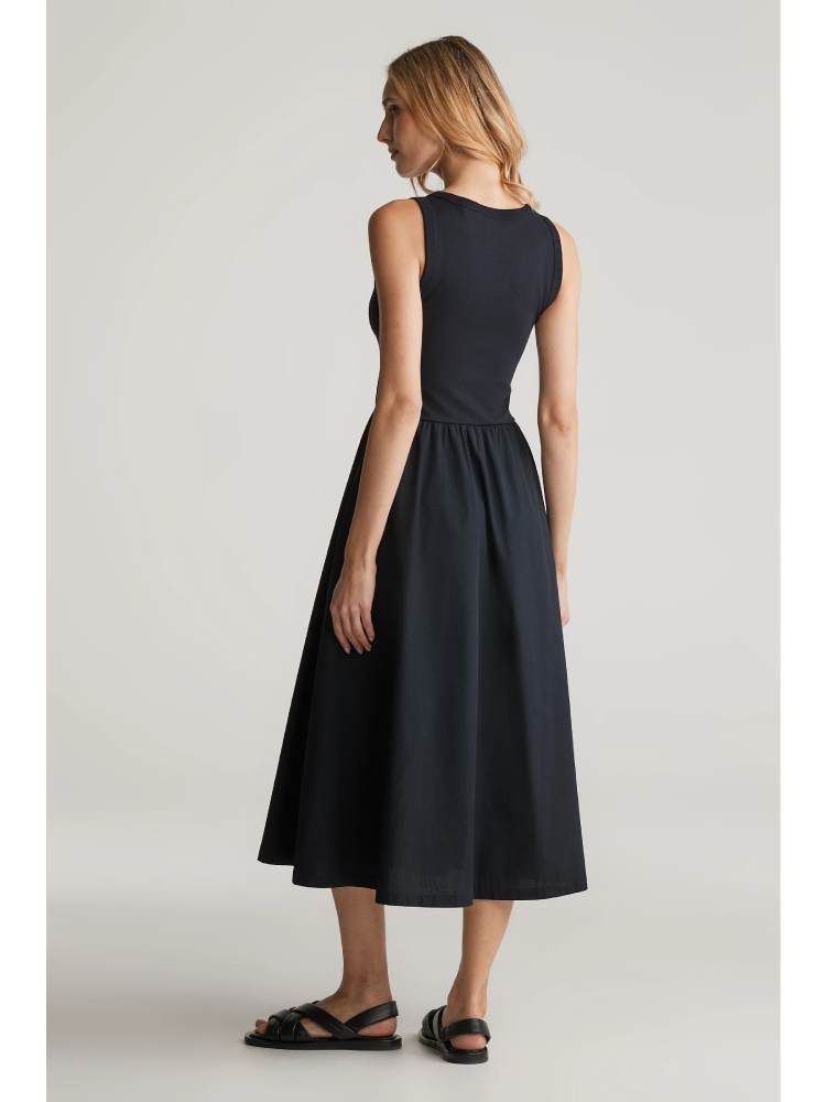 JERSEY WOVEN MIDI DRESS