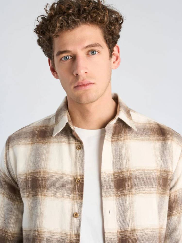 Heavy checked twill shirt