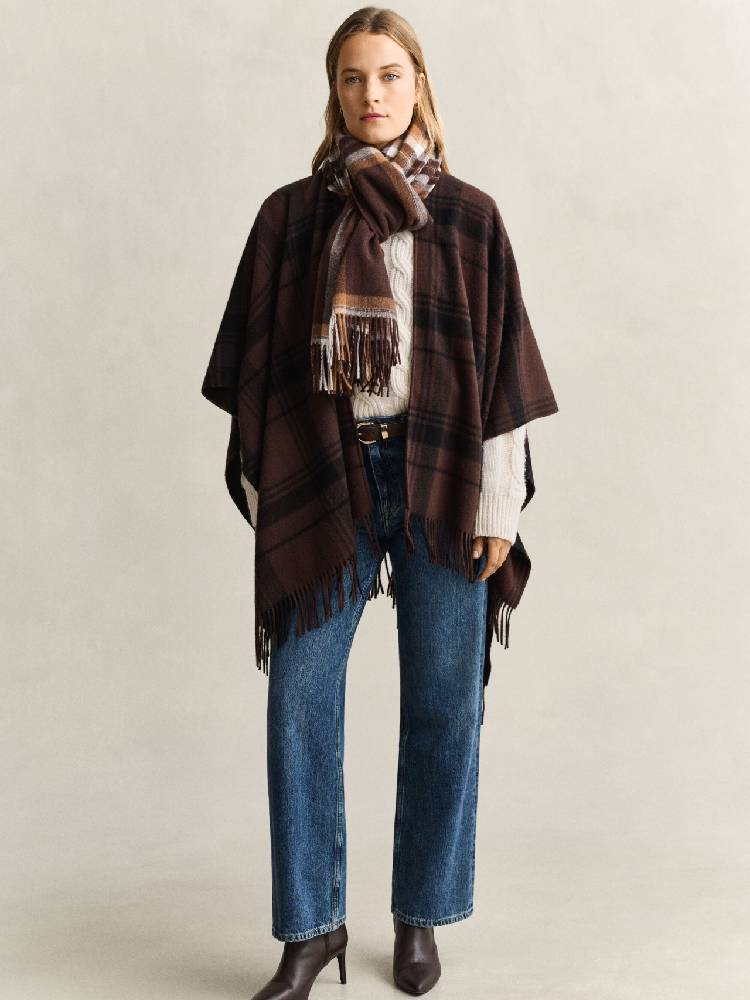 Check Wool Poncho