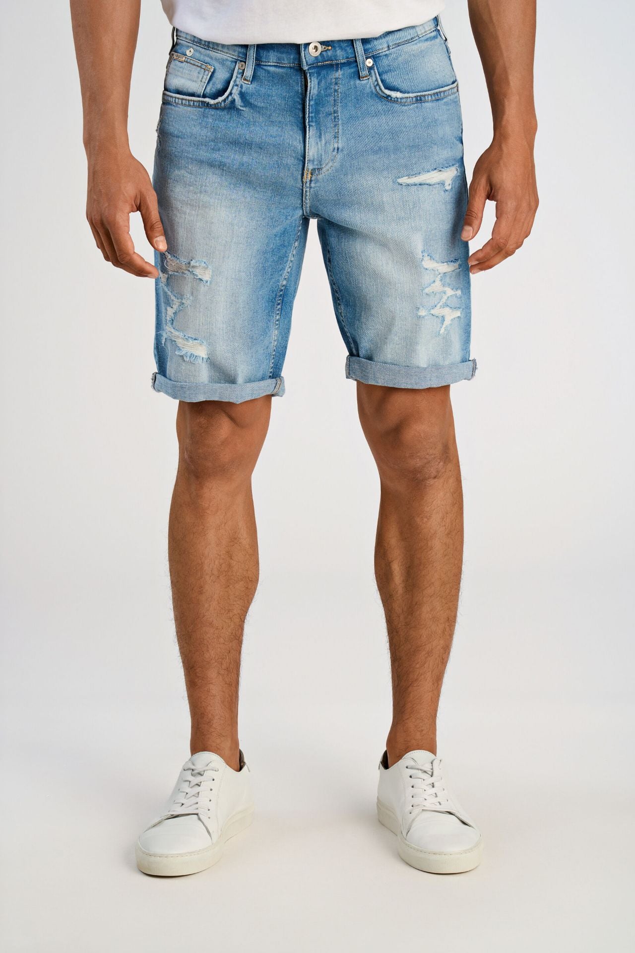 Stretch denim shorts