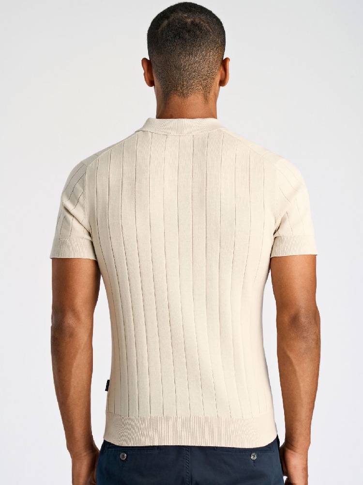 Open collar knitted polo S/S