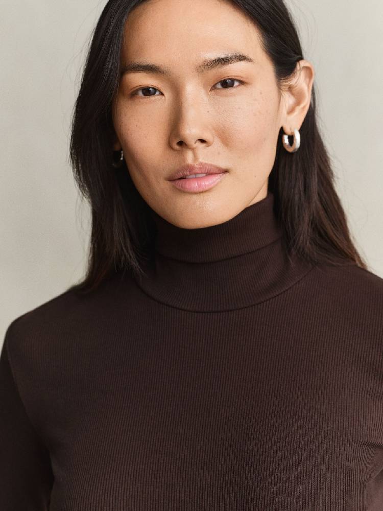 Slim Ribbed Ls Turtleneck