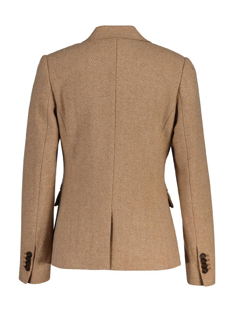 SLIM WOOL BLEND HERRINGBONE BLAZER