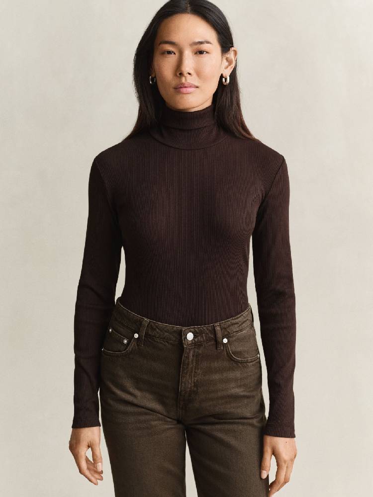 Slim Ribbed Ls Turtleneck