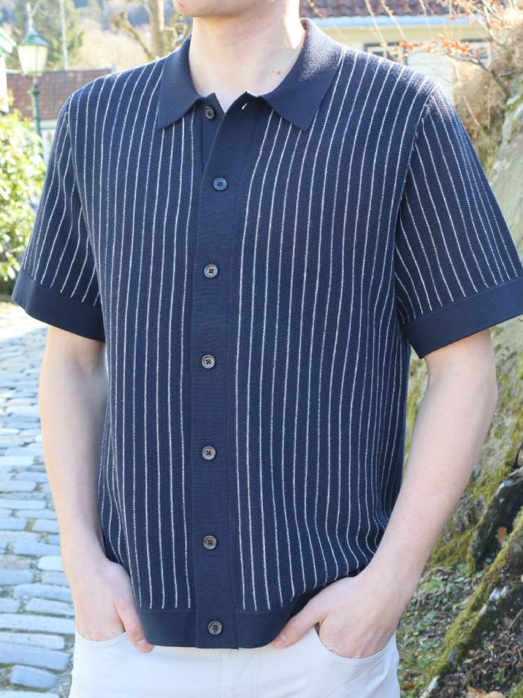 Shortsleeve Polo Cardigan Sweater