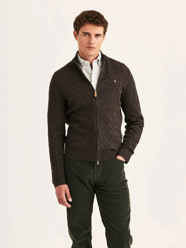 Merino Cable Zip Cardigan