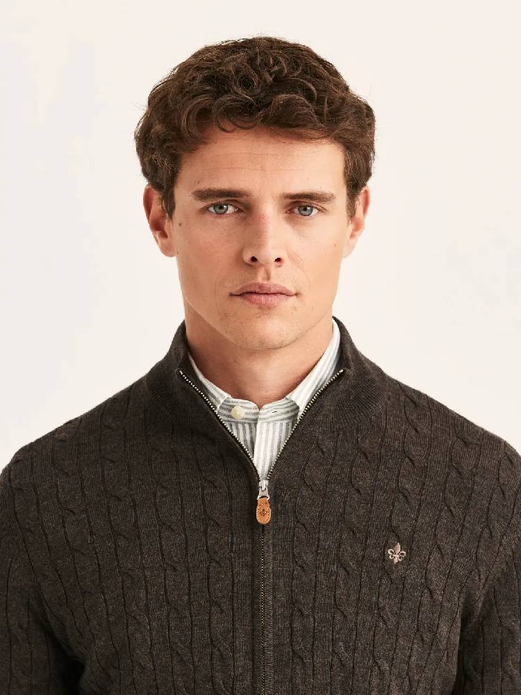 Merino Cable Zip Cardigan