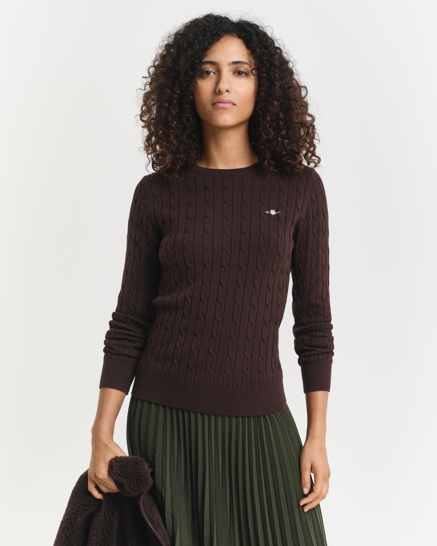 Stretch Cotton Cable C-Neck
