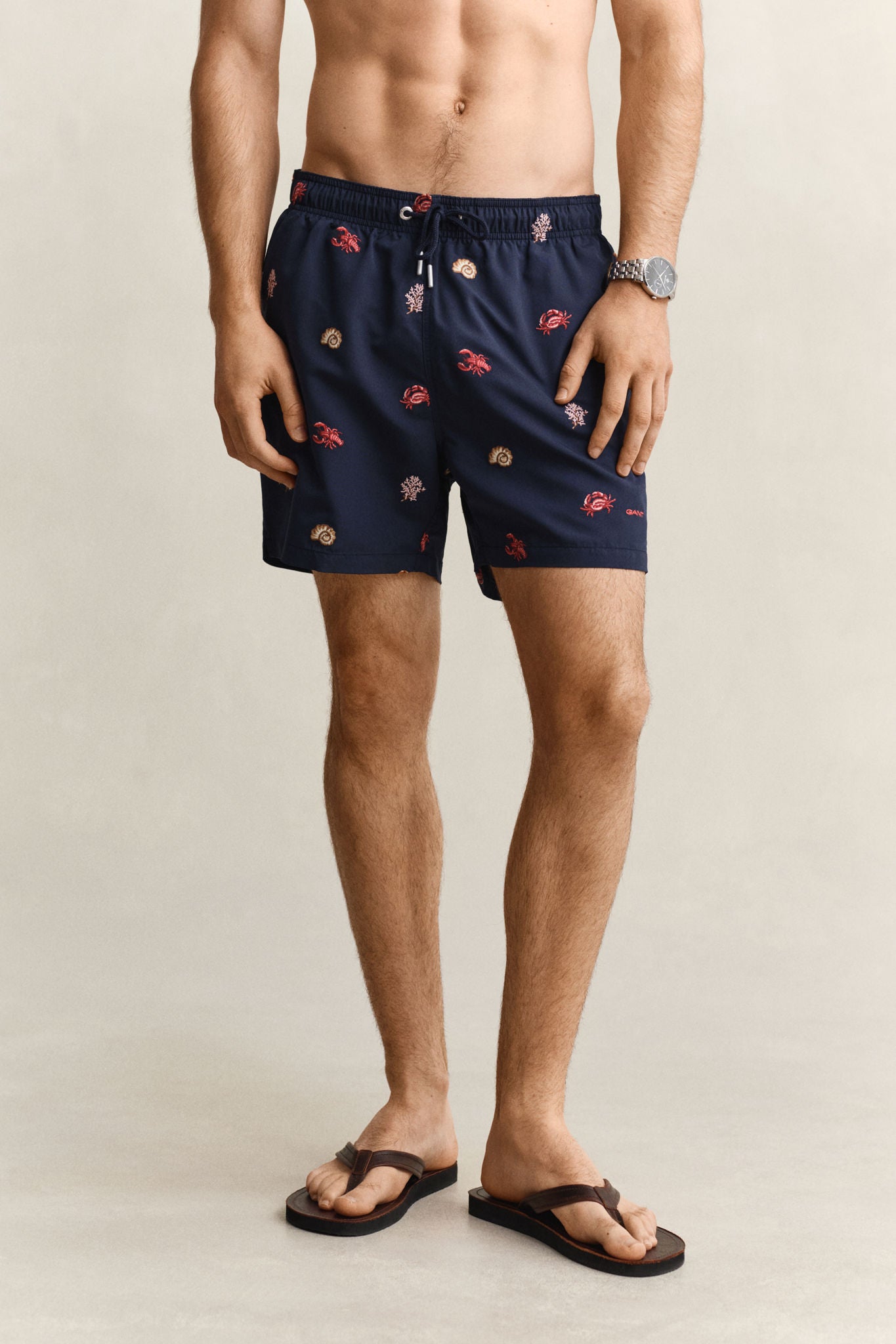 Lobster Embroidery Swim Shorts