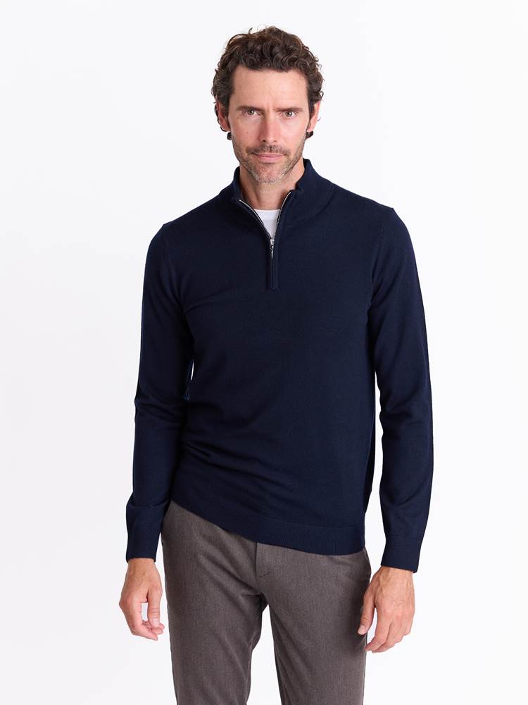 Berto merino zip genser