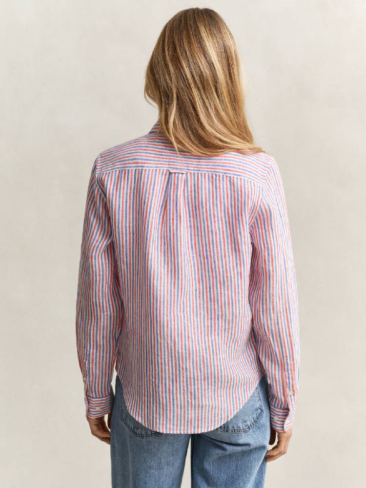 Reg Striped Linen Ls Shirt