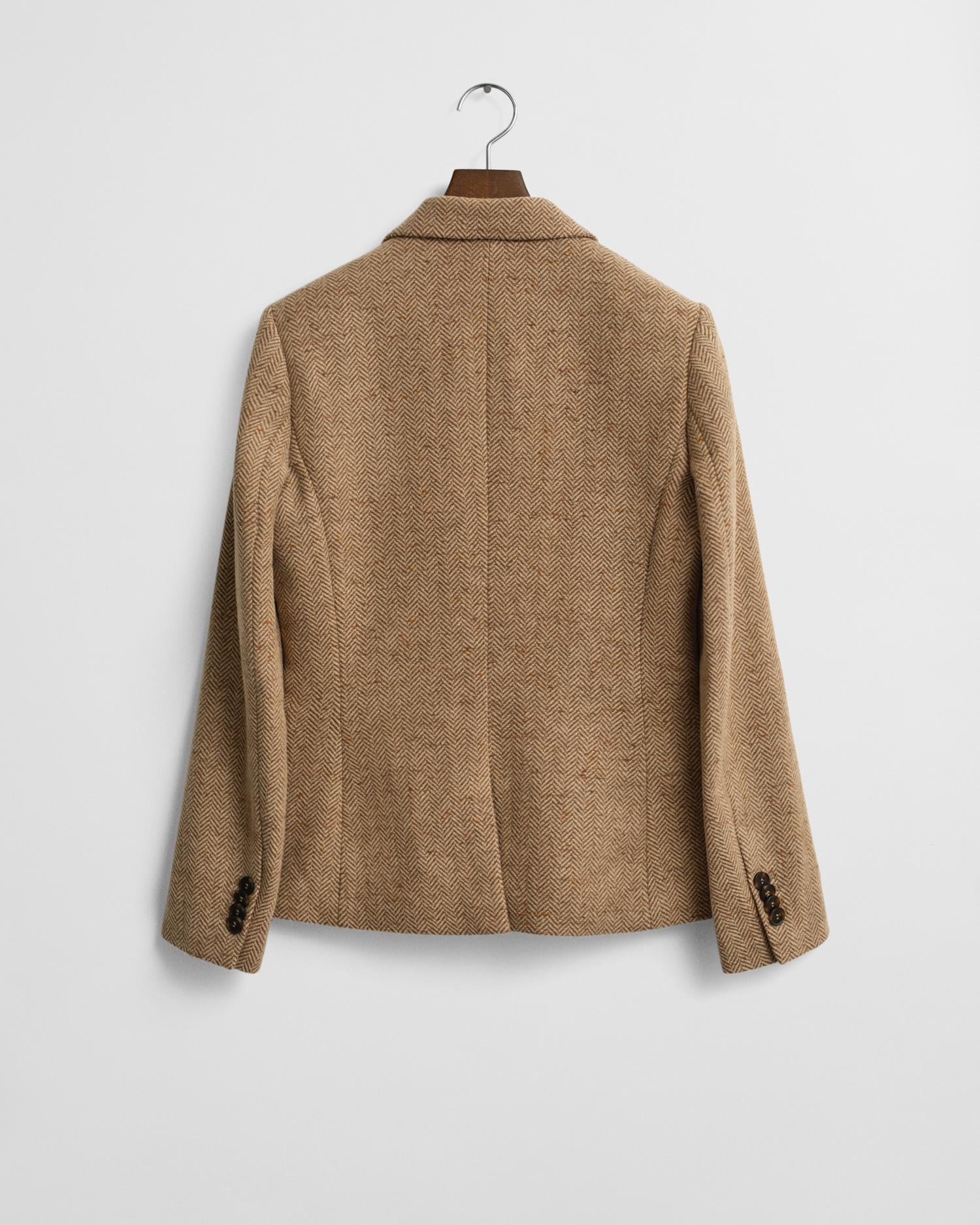 SLIM WOOL BLEND HERRINGBONE BLAZER