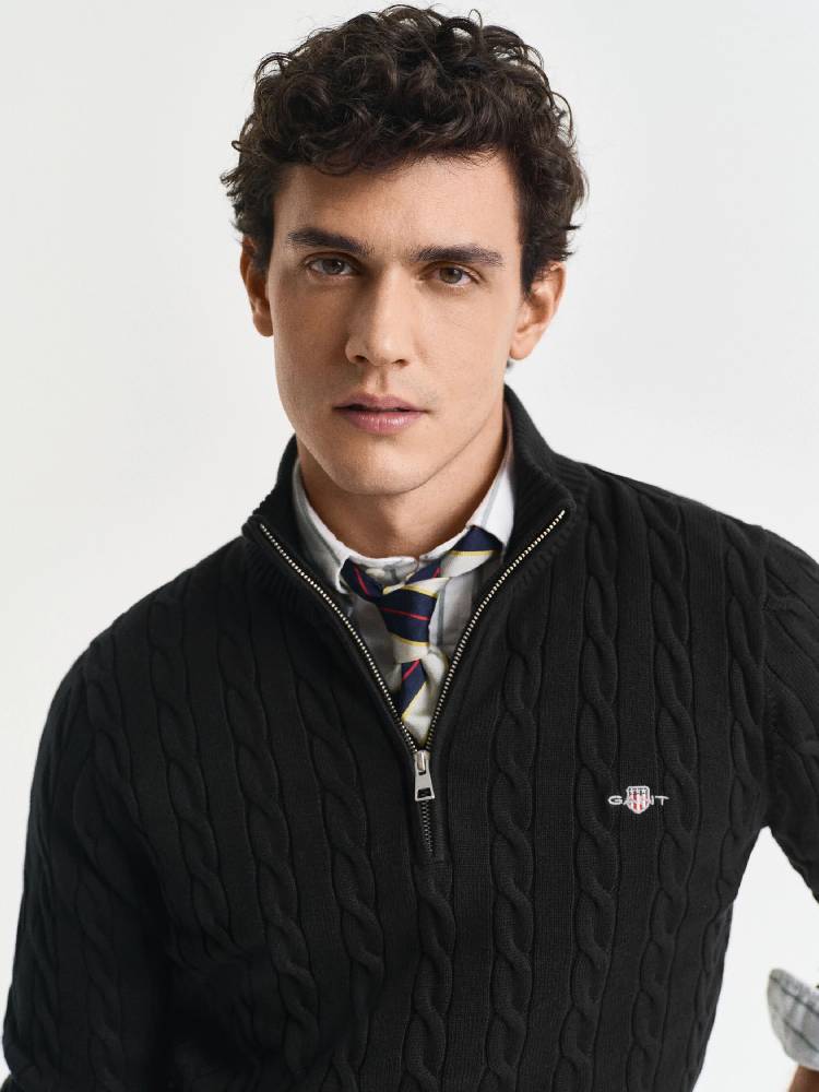 COTTON CABLE HALF ZIP