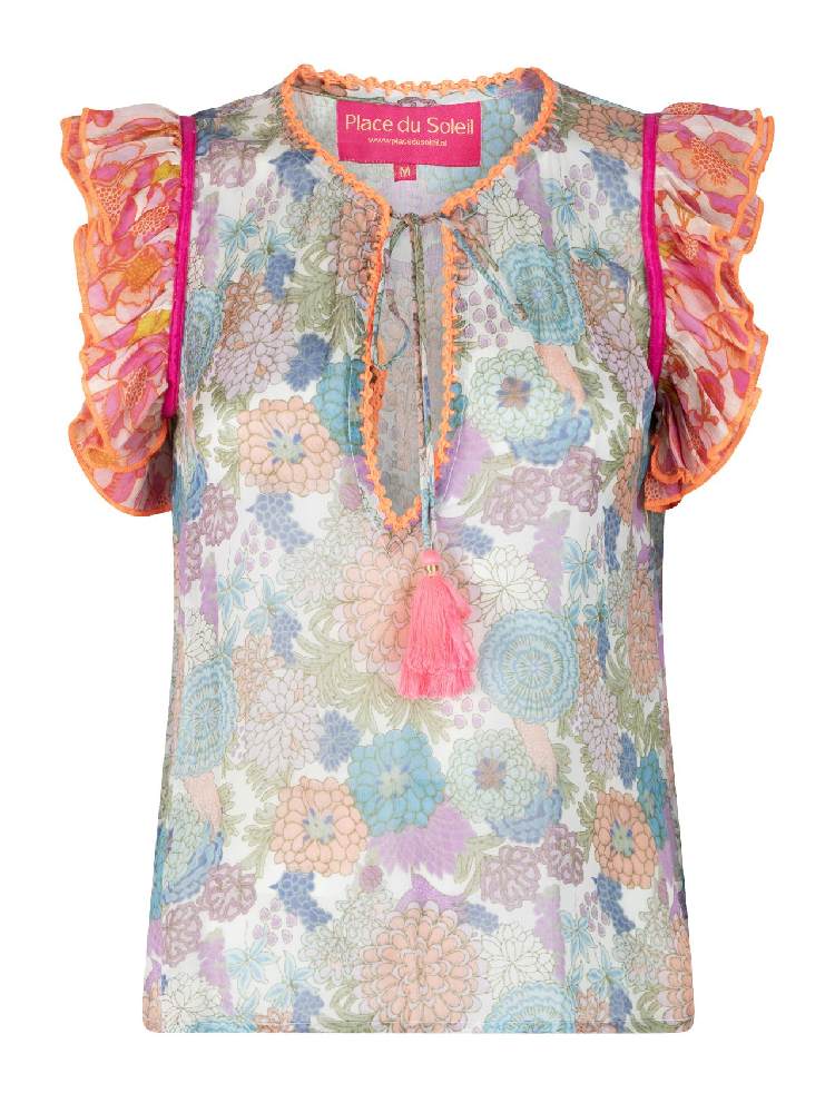 Green Rosa Blue Top Frill
