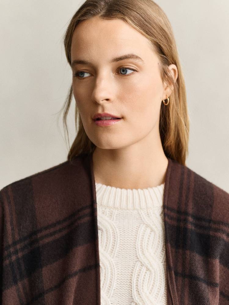 Check Wool Poncho