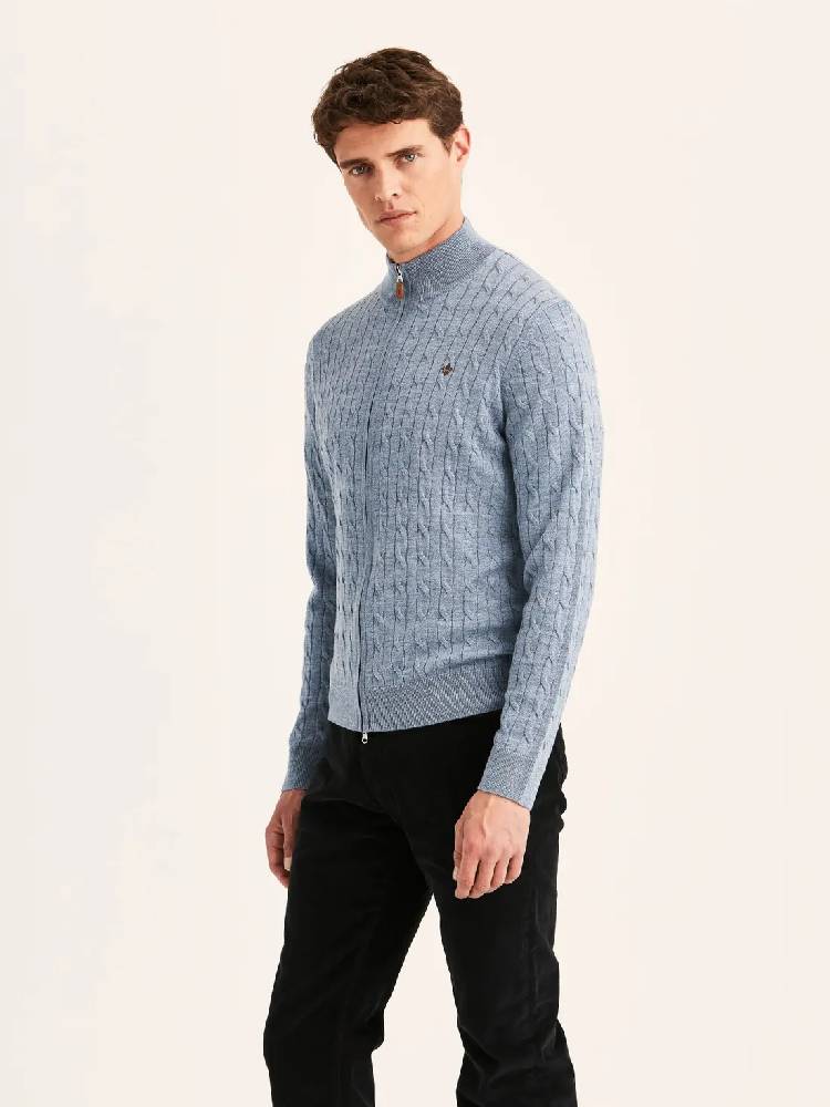 Merino Cable Zip Cardigan