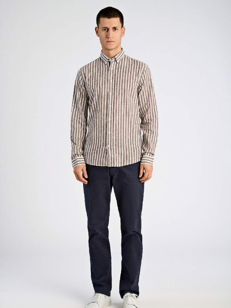 Striped cotton/linen shirt L/S