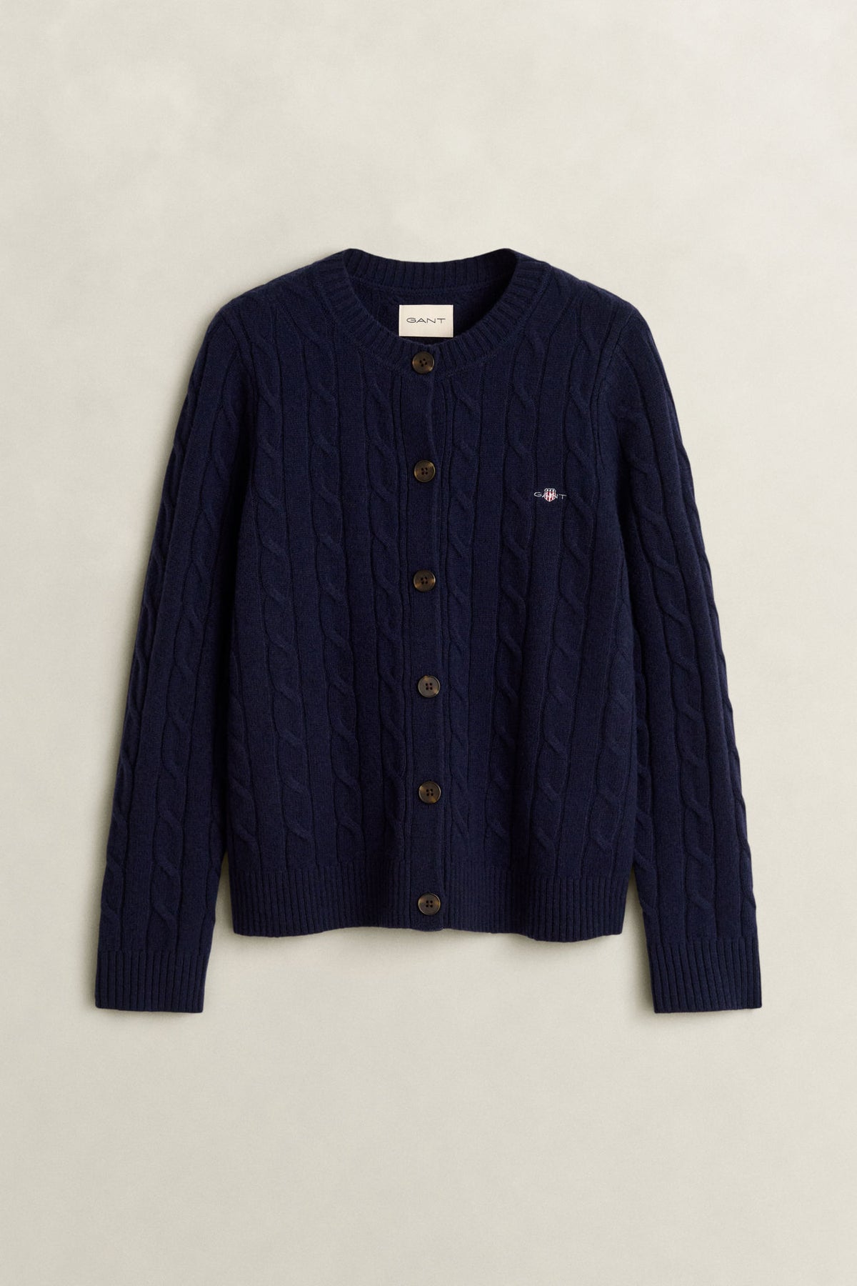 Kabelstrikket Cardigan I Lammeull