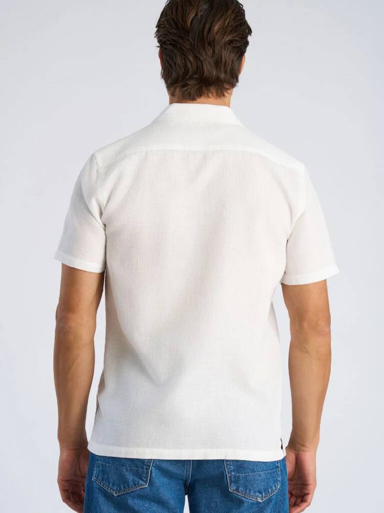 Solid dobby cotton shirt S/S