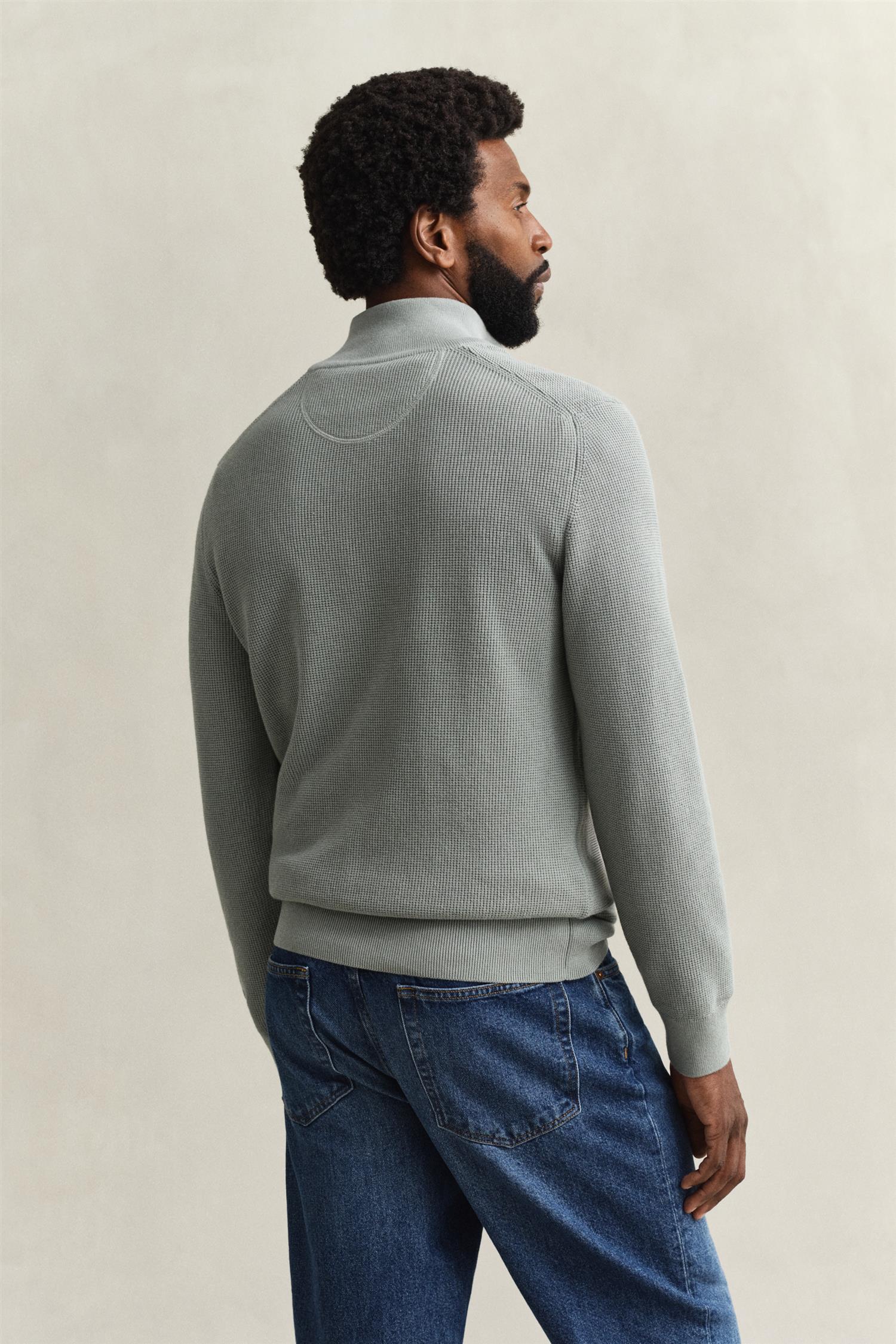 Micro Textured Cotton Half Zip