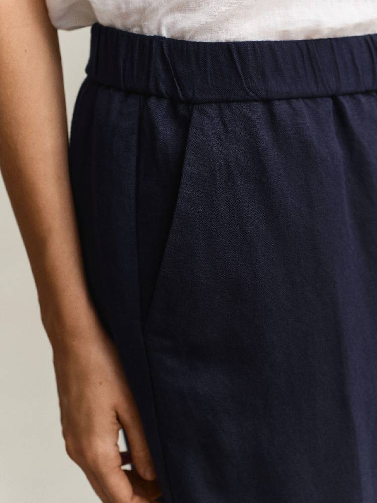 Linen Blend Pull On Pants