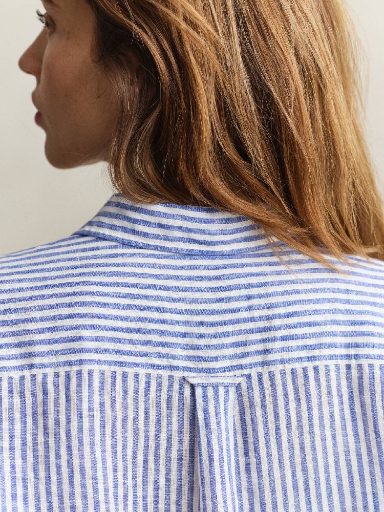 Reg Striped Linen Ls Shirt