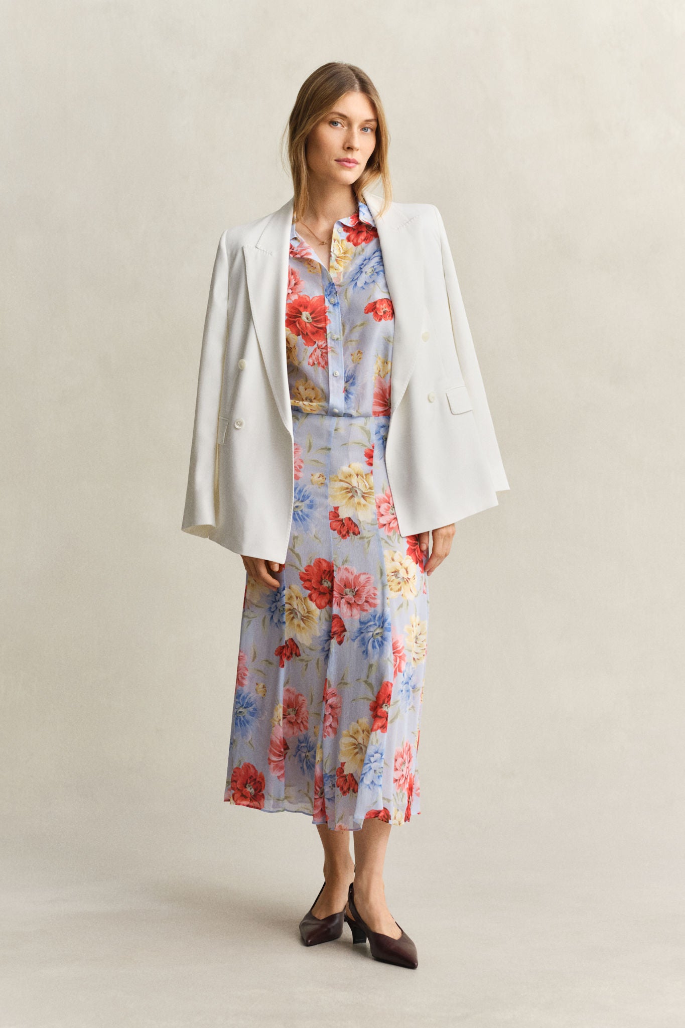 Reg Floral Print Ctn Silk Ls Shirt