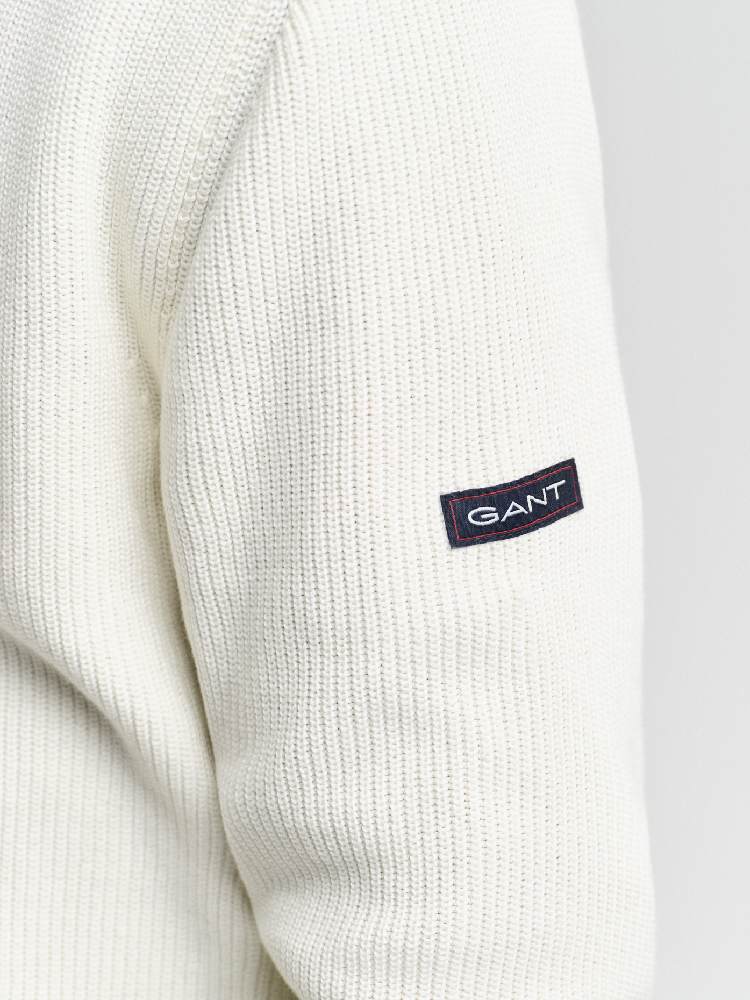 RIBBED COTTON HALF ZIP