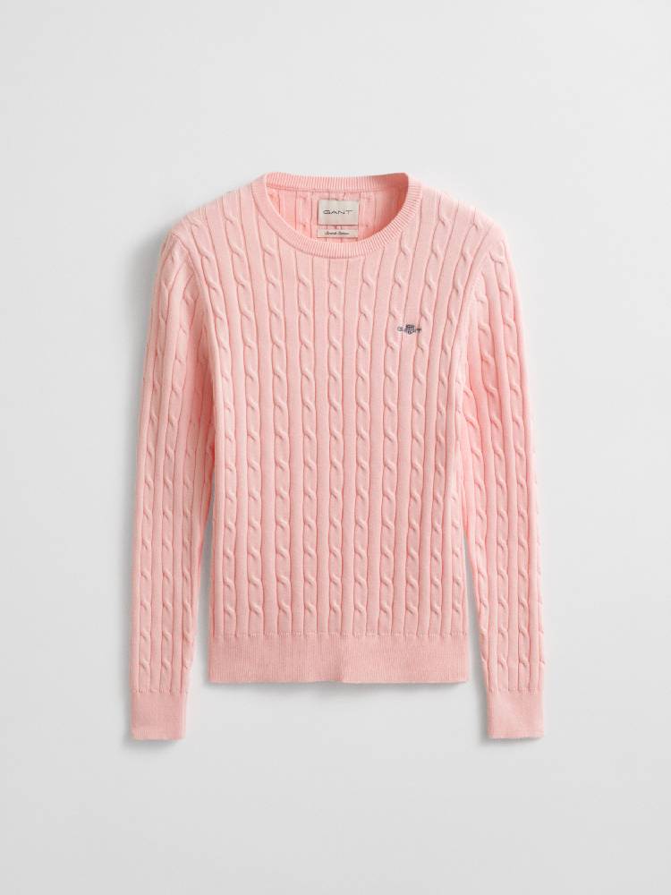 Stretch Cotton Cable C-Neck