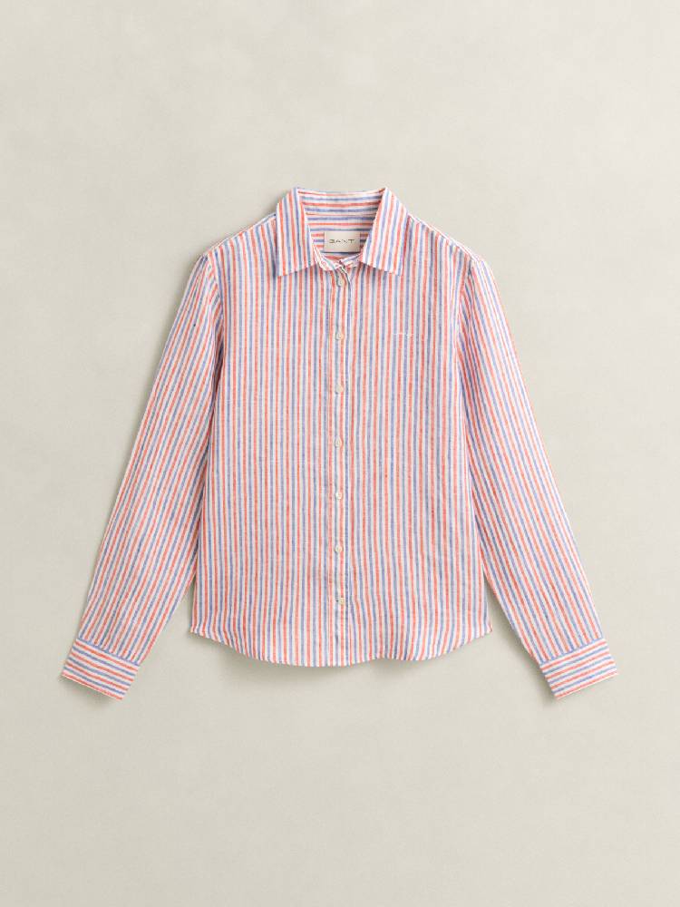 Reg Striped Linen Ls Shirt
